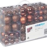 Relaxdays Weihnachtskugeln 100er Set, Weihnachtsdeko, matt, glänzend, glitzernd, Christbaumkugel ∅ 3, 4 & 6 cm