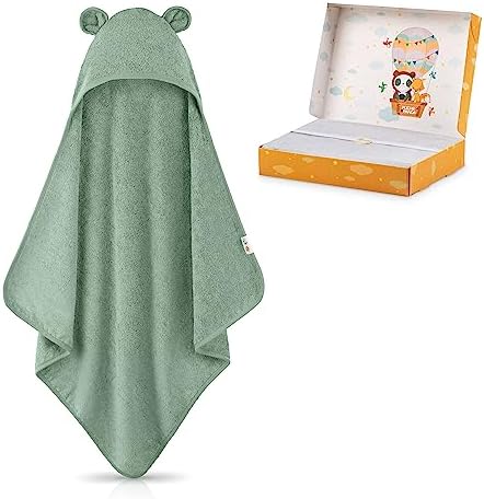 41kvnhhwALL._AC_.jpg FUCHSUNDPANDA ® Kapuzenhandtuch Baby EXTRA dick, warm & weich | 75x75cm Babyhandtuch mit Kapuze (100% Bambus) | Baby Handtuch Kapuze mit toller Geschenkverpackung – Bild 1