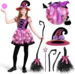 Spooktacular Creations Kid Hexe Kostüm, Mädchen Light Up Hexe Kostüm mit Hut, Kleinkind Halloween Dress Up – Bild 2