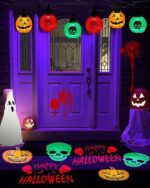 iShabao Halloween Deko Outdoor, Projektionslampe mit Kürbis Totenkopf und Happy Halloween Muster, Halloween Projektorslichter Gartenbeleuchtung Aussen Wasserdicht für Garten Terrasse Rasen Hof Party – Bild 3
