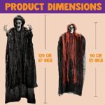 JOYIN 3 Stück Halloween hängende Sensenmänner, 134,6 cm + 80 x 2 cm, hängende Skelett Geister für beste Halloween Innen- und Aussendekorationen, Spukhaus Deko – Bild 5