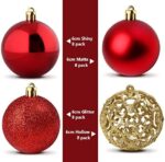 ilauke 100 Weihnachtskugeln Christbaumkugeln Set changierend glänzend glitzernd matt Christbaumschmuck bis Ø 6 cm -Baumschmuck Kunststoff Weihnachten Deko Anhänger – Bild 4