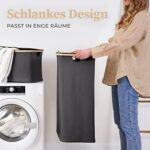 HENNEZ 100L Wäschekorb mit Deckel - herausnehmbaren Wäschesack Wäschesammler schmal - Wäschebox Waschekorbsammler Wäschesortierer - Wäschetruhe, laundry baskets Wäsche Korb – Bild 5