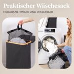 HENNEZ 100L Wäschekorb mit Deckel - herausnehmbaren Wäschesack Wäschesammler schmal - Wäschebox Waschekorbsammler Wäschesortierer - Wäschetruhe, laundry baskets Wäsche Korb – Bild 6