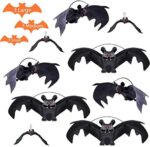 Jonami Halloween Deko Set, Halloween Fledermäuse Gummi Realistische Dekor (3 Gross + 3 Mittel + 3 Klein) Fledermaus zu Hängen, Aufhänger Dekoration, Gruselig, Horror