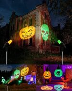 iShabao Halloween Deko Outdoor, Projektionslampe mit Kürbis Totenkopf und Happy Halloween Muster, Halloween Projektorslichter Gartenbeleuchtung Aussen Wasserdicht für Garten Terrasse Rasen Hof Party – Bild 7
