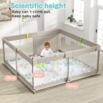 Uanlauo laufstall baby mit Spielmatte,150x150cm laufgitter baby,XXL Kinder laufgitter,Innen&Aussen Baby Laufstall mit Reissverschlusstür,Baby-Aktivitätsbereich mit 4 Ziehringen – Bild 2