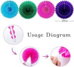 Huryfox Bunte Party Deko für Gartenpartys, Geburtstage und Karneval - 33 Stück mit hängenden Papier Lüfter, Regenbogen Pompons, Tissue Bänder und Wimpelketten Girlande für Feste, Hochzeiten & mehr – Bild 8