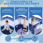 Kidsbuddy Baby Laufstall Laufgitter, Faltbar Drinnen Rutschfester Absperrgitter Mit Atmungsaktive Netz Schutzgitter Kind Playpen Set Mit Kugel Sicherheitsspielplatz Ställe – Bild 6