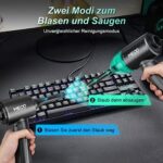 2 in 1 Staubgebläse und Druckluftspray, MECO ELEVERDE 90000U/min Elektrische Staubgebläse, 12Kpa Kabellos Tastatur Reinigung für Laptop, Sofa, 3-Gang Air Duster Luftdruckspray, Typ-C-Schnellladung – Bild 4