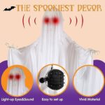 JOYIN 172,7 cm Halloween animierte Geister-Dekoration stehendes Skelett Geist Requisite mit beleuchteten Augen und gruseligem Sound (Sound-Aktivierung) für Halloween Outdoor, Rasen, Hof, – Bild 2
