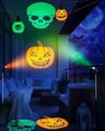 iShabao Halloween Deko Outdoor, Projektionslampe mit Kürbis Totenkopf und Happy Halloween Muster, Halloween Projektorslichter Gartenbeleuchtung Aussen Wasserdicht für Garten Terrasse Rasen Hof Party – Bild 6