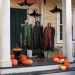 JOYIN 3 Stück Halloween hängende Sensenmänner, 134,6 cm + 80 x 2 cm, hängende Skelett Geister für beste Halloween Innen- und Aussendekorationen, Spukhaus Deko – Bild 8