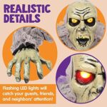 JOYIN Halloween Deko Kriechender Zombie mit Sound und Leuchten Augen für Garten Dekoration – Bild 3