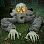 JOYIN Halloween Deko Kriechender Zombie mit Sound und Leuchten Augen für Garten Dekoration