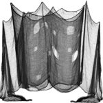 DealKits Halloween Deko Stoff, 600 x 120 Schwarz Dekogewebe für Halloween Party Dekoration, Gruseliges Tuch sorgt für mystische Stimmung, Der Fetztenstoff ist für die Türen Hallen Veranden Fenster