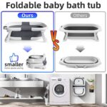 Baby Badewanne Faltbare Babybadewanne, Baby Bathtub Babywanne Wanne Faltbar mit Badewannen Stützkissen Sitzmatte, Rutschfeste Tragbare Reisedusche Badebecken Duschwanne für Neugeborene Kleinkinder – Bild 3