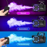 Katomi 700W Nebelmaschine RGB Effekt,13 Farbigen 8 LED Licht Smoke Machine,Mini Fog Rauchmaschine mit 2 kabelgebundenen und Funkfernbedienungen für DJ Disco Party,Halloween,Hochzeiten Weihnachten – Bild 2