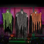 JOYIN 3 Stück Halloween hängende Sensenmänner, 134,6 cm + 80 x 2 cm, hängende Skelett Geister für beste Halloween Innen- und Aussendekorationen, Spukhaus Deko – Bild 7