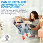 Leinwand Baby Hängematte Schaukel von Cateam - Hängende Schaukel aus Holz für Baby mit Sicherheitsgurt und Montageteilen. Baby Hängemattenstuhl Geburtstagsgeschenk. – Bild 7
