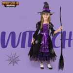 Spooktacular Creations Hexe Kostüm, Hexenkostüm, Karneval Fasching Bekleidung, 2-teiliges Halloween Kostüm Deluxe Set für Mädchen – Bild 4