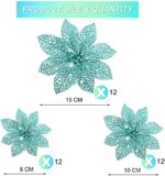 36 Stück Weihnachtliche Glitzer Weihnachtsstern Blumen Hochzeit Glitzer Blumen Weihnachtsstern Blüten Deko Weihnachtsbaum Neujahr Ornamente – Bild 3