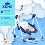 KIDIZ® Babywippe Babyschaukel mit 5 Geschwindigkeitseinstellungen zusammenklappbarer Baby Wippe Schaukel Babyhochstuhl mit Spielbogen Spielzeugen 5 beruhigende Naturgeräusche – Bild 7
