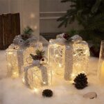 DELICHTER LED Weihnachtsdeko, 3PK Boxen weiss Acryl Weihnachten Boxen Lichter für Innen Aussen beim Tannenbaum – Bild 5