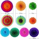 Huryfox Bunte Party Deko für Gartenpartys, Geburtstage und Karneval - 33 Stück mit hängenden Papier Lüfter, Regenbogen Pompons, Tissue Bänder und Wimpelketten Girlande für Feste, Hochzeiten & mehr – Bild 4