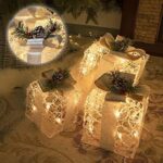 DELICHTER LED Weihnachtsdeko, 3PK Boxen weiss Acryl Weihnachten Boxen Lichter für Innen Aussen beim Tannenbaum – Bild 3