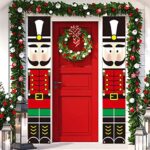 QIAMNI Nussknacker "Merry Christmas" – Outdoor-Weihnachtsdekoration – lebensgrosses Soldaten-Modell, Nussknacker-Banner für Haustür, Veranda, Garten, Innen- und Aussenbereich, Kinderparty
