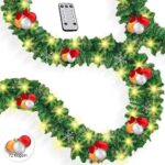 KESSER® Weihnachtsgirlande 5-10m mit Beleuchtung 100-200 LED's inkl Deko Fernbedienung - Timer - Lichterkette 7 Leuchteffekte - Weihnachtsbeleuchtung - In & Outdoor - Tannen-Girlande Weihnachtsdeko