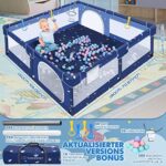 Kidsbuddy Baby Laufstall Laufgitter, Faltbar Drinnen Rutschfester Absperrgitter Mit Atmungsaktive Netz Schutzgitter Kind Playpen Set Mit Kugel Sicherheitsspielplatz Ställe – Bild 7