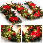 Queta 2,7M Weihnachtsgirland Tannengirland Weihnachtdekoration mit Gloden Blumen Weihnachtsdeko-LED Lampen schöne Feiertag-Dekoration für Treppen, Wand, Türen In-Out Door – Bild 5