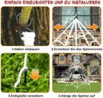 Halloween Deko Outdoor Spinne Gross Horror Deko Garten 127cm Riesenspinne Set with 50cm Dreieckiges Riesen Spinnennetz - Gruselige Dehnbares Riesen Spinne – Bild 4