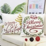 LAXEUYO Kissenbezug Weihnachten 45x45 cm, 4 Stück Kissenhülle Dekorative Weiche Baumwolle Dekokissen Kissenbezug Weihnachten – Bild 5