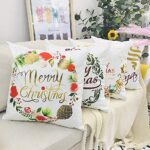 LAXEUYO Kissenbezug Weihnachten 45x45 cm, 4 Stück Kissenhülle Dekorative Weiche Baumwolle Dekokissen Kissenbezug Weihnachten – Bild 3