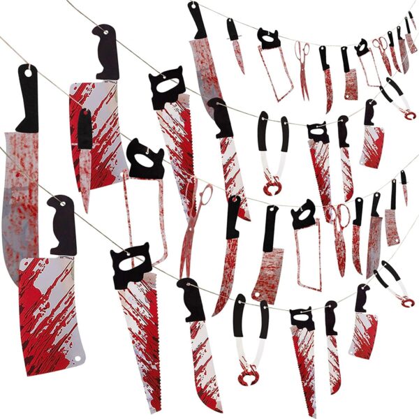 Halloween Deko Horror Dekoration Set Accessoires Party Girlande Gruselig Zubehör Outdoor Aussen Garten Waffen Banner Türdeko Fenster Artikel Aussen Sachen Wanddeko Haus Wohnung Hängedeko Decoration