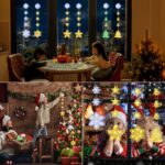 Qedertek Weihnachtsbeleuchtung – 2er Set Sternen-Lichtervorhang für Fenster, Batteriebetrieben mit Timer & 2 Modi