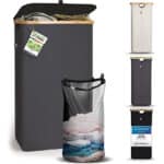 HENNEZ 100L Wäschekorb mit Deckel - herausnehmbaren Wäschesack Wäschesammler schmal - Wäschebox Waschekorbsammler Wäschesortierer - Wäschetruhe, laundry baskets Wäsche Korb