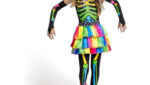 Spooktacular Creations Punky Buntes Skelett Deluxe Mädchen Kostüm Set mit Haarverlängerungen für Halloween Kostüm Dress Up Partys