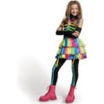 Spooktacular Creations Punky Buntes Skelett Deluxe Mädchen Kostüm Set mit Haarverlängerungen für Halloween Kostüm Dress Up Partys – Bild 4