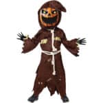 Spooktacular Creations Gruseliges Vogelscheuche Kürbis Bobble Kopf Kostüm mit Kürbis Halloween Maske für Kinder Rollenspiele
