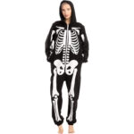 Spooktacular Creations Halloween Skelett Unisex Onesie Pyjama für Erwachsene, Halloween Tier Plüsch Einteile Jumpsuit Schlafanzug Kostuem Cosplay – Bild 2