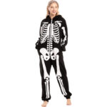 Spooktacular Creations Halloween Skelett Unisex Onesie Pyjama für Erwachsene, Halloween Tier Plüsch Einteile Jumpsuit Schlafanzug Kostuem Cosplay – Bild 3