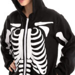 Spooktacular Creations Halloween Skelett Unisex Onesie Pyjama für Erwachsene, Halloween Tier Plüsch Einteile Jumpsuit Schlafanzug Kostuem Cosplay – Bild 4