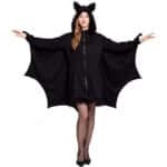 Spooktacular Creations Damen Schwarz Fledermaus Reissverschluss Hoodie Halloween Kostüm für Erwachsene