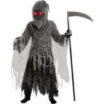 Spooktacular Creations Soul Taker Kind Sensenmann Kostüm mit leuchtenden Augen für Halloween Trick-or-Treating