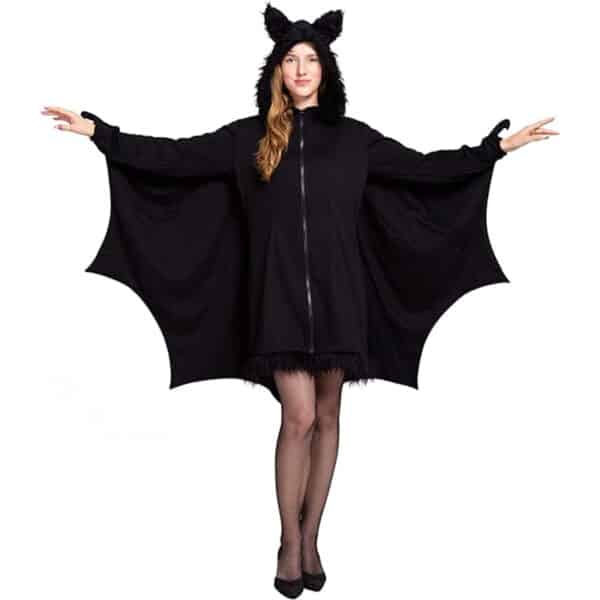Spooktacular Creations Damen Schwarz Fledermaus Reissverschluss Hoodie Halloween Kostüm für Erwachsene