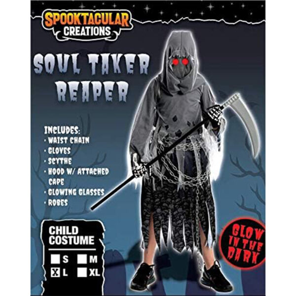 Spooktacular Creations Soul Taker Kind Sensenmann Kostüm mit leuchtenden Augen für Halloween Trick-or-Treating